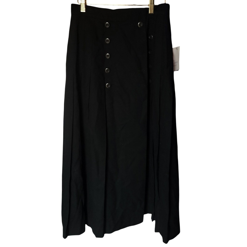 The J Peterman Co Black Wool Maxi Skirt Double Breasted Button Front Vintage 8